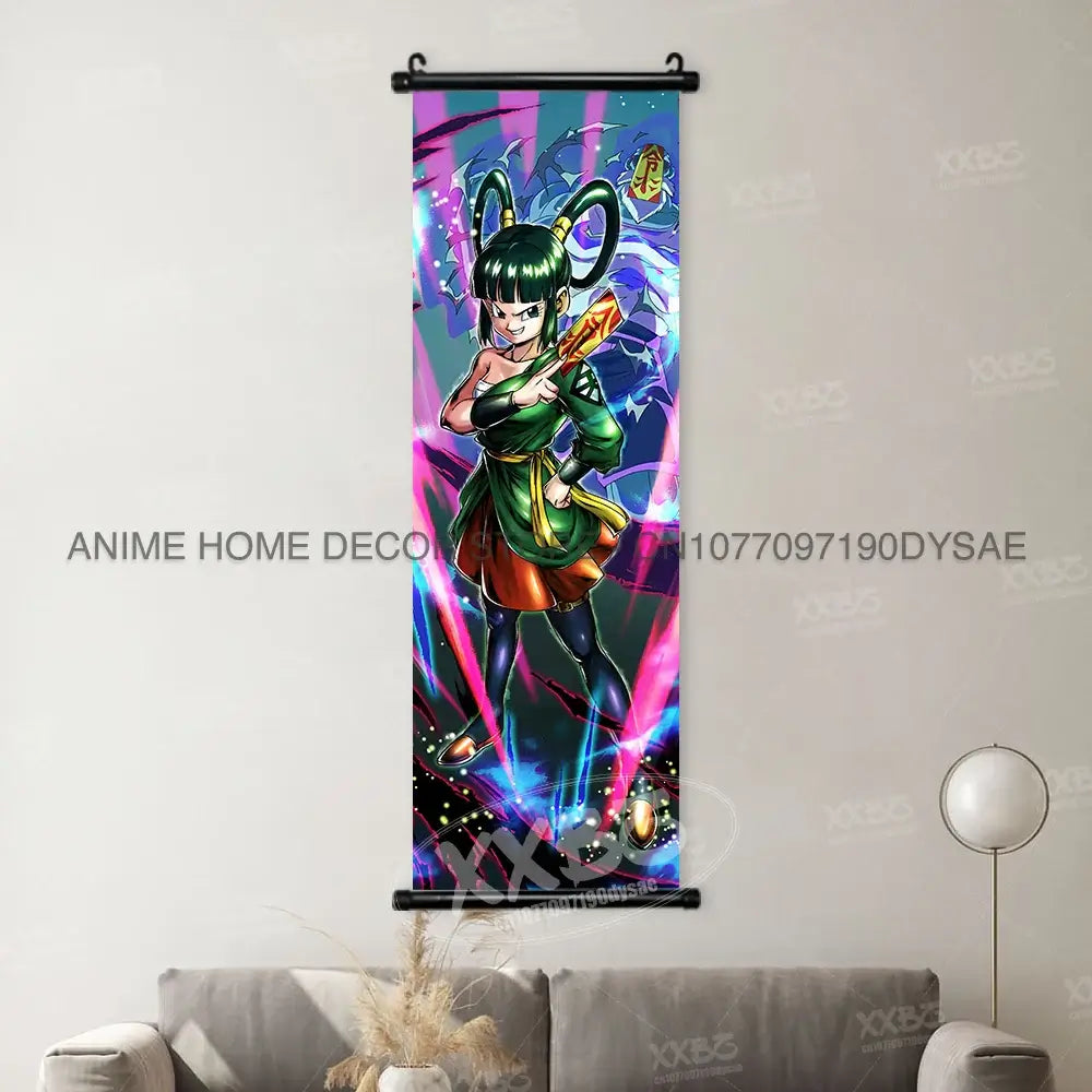 High-definition Dragon Ball Posters hanging scroll wall art featuring Son Goku, Vegeta, and Frieza printed on canvas for home decor.