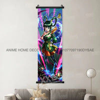 High-definition Dragon Ball Posters hanging scroll wall art featuring Son Goku, Vegeta, and Frieza printed on canvas for home decor.