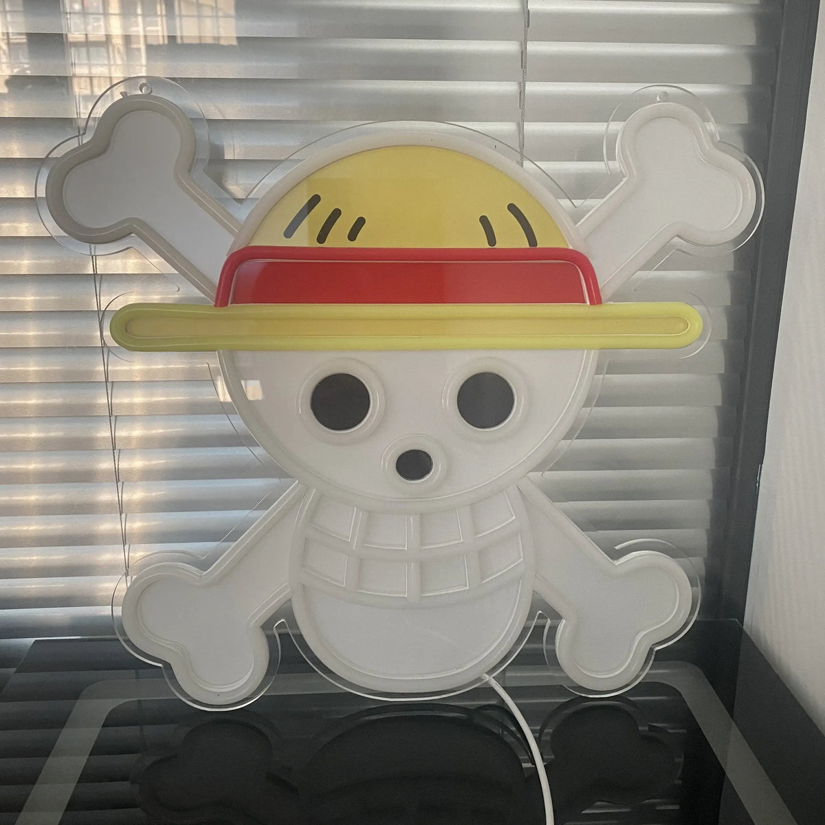 Close-up of One Piece Luffy Acrylic Neon LED Light acrylic panel anime artwork detail