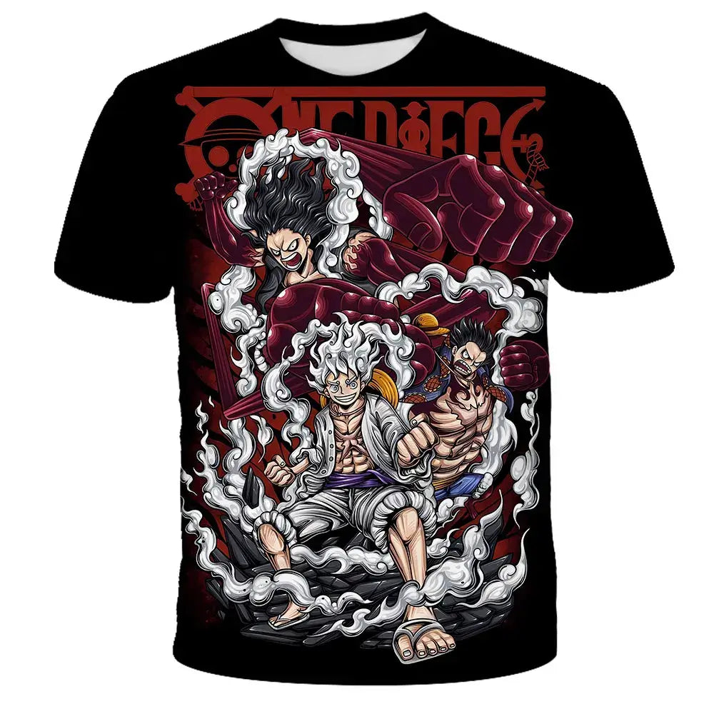 A fashion kid's One Piece Luffy T Shirt, a summer short sleeve top for boys.