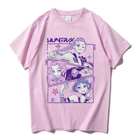 KPop Devil Hunter T-shirt in 100% pure cotton, featuring a fashionable graphic for a unisex casual summer look for men and women.