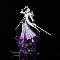 A large 33cm Bleach Ichigo Figure made of PVC, featuring two interchangeable battle forms and Zangetsu sword for anime desktop decoration.