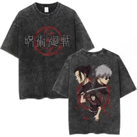 Jujutsu Kaisen Vintage Washed Cotton T-Shirt featuring bold graphic design and relaxed fit for anime fans.