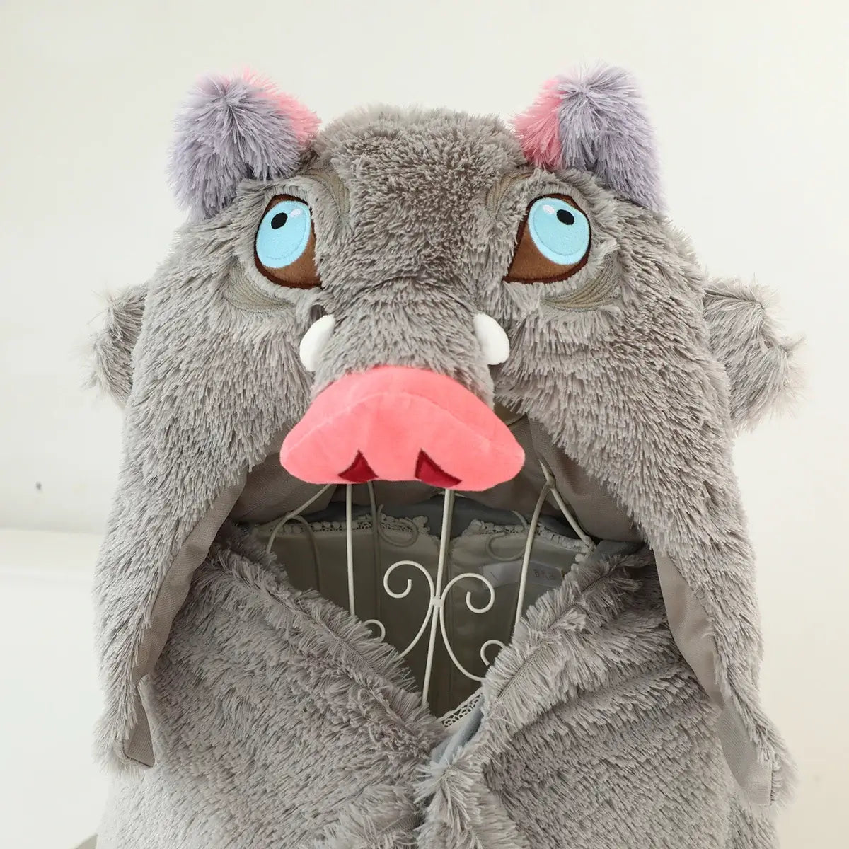 Inosuke Boar Head Plush Cosplay Neck Pillow U-shaped hooded travel blackout cloak anime prop