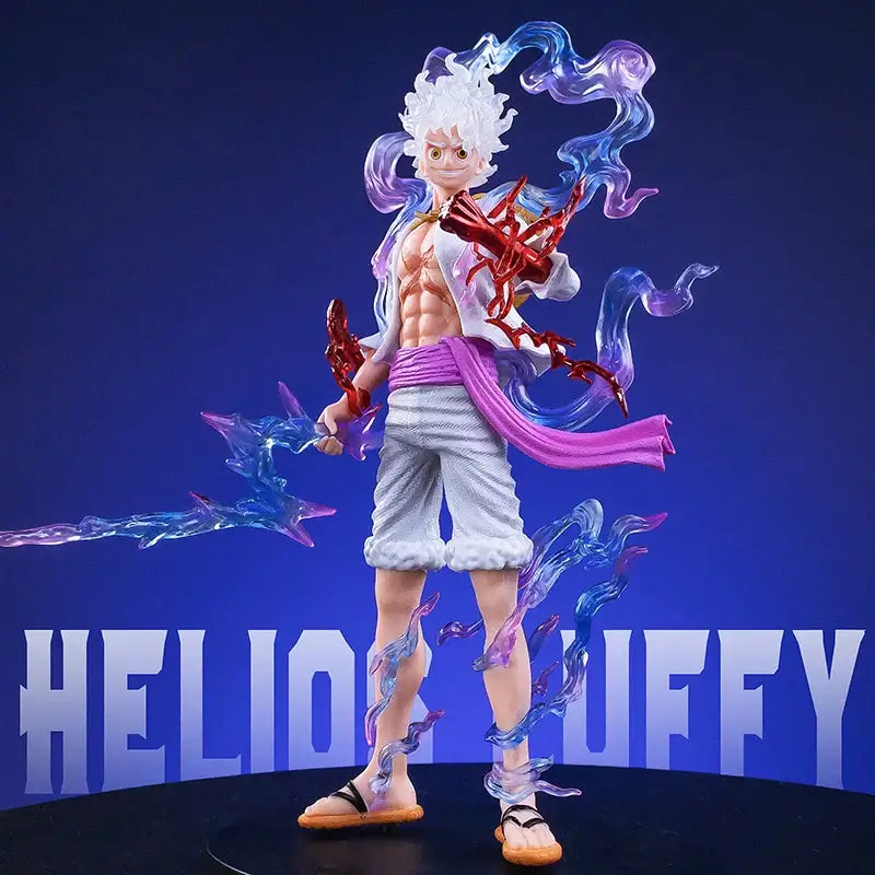 A highly detailed 19cm Nika Luffy Action Figure made of premium PVC, showcasing the Joy Boy Sun God Gear 5 transformation.