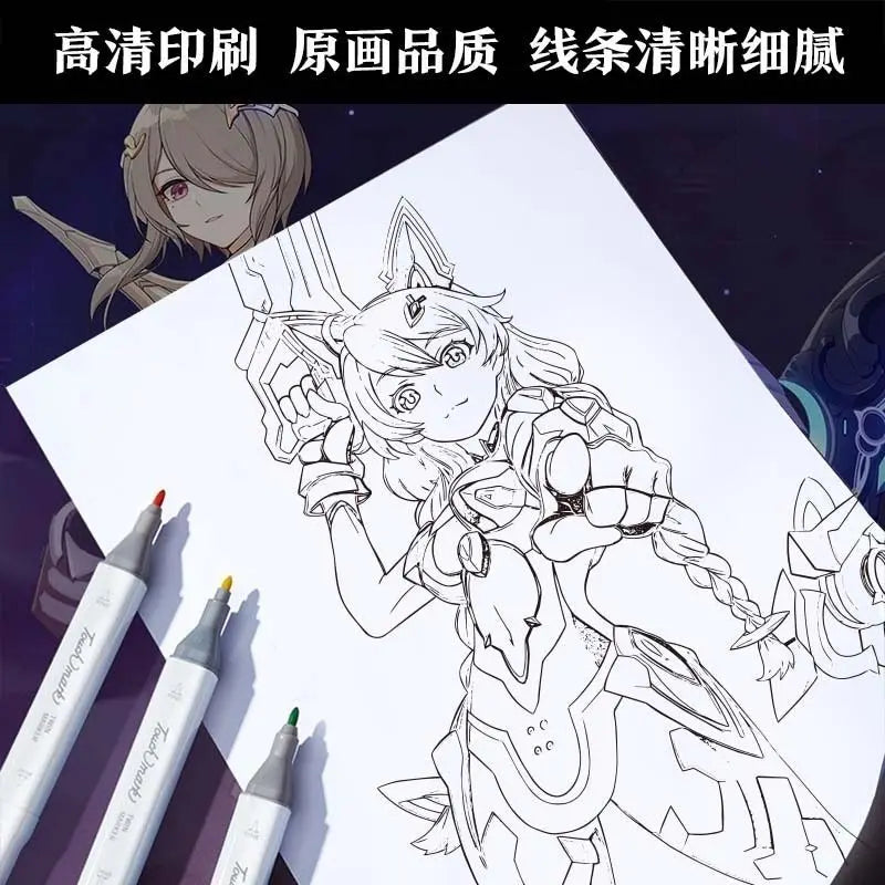 Chainsaw Man Anime Colouring Book multiple pages fan-drawn anime outline sketches colouring