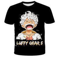 A casual One Piece Luffy T-shirt featuring a cartoon Monkey D. Luffy graphic, designed as a loose, breathable short-sleeve top for men and boys.
