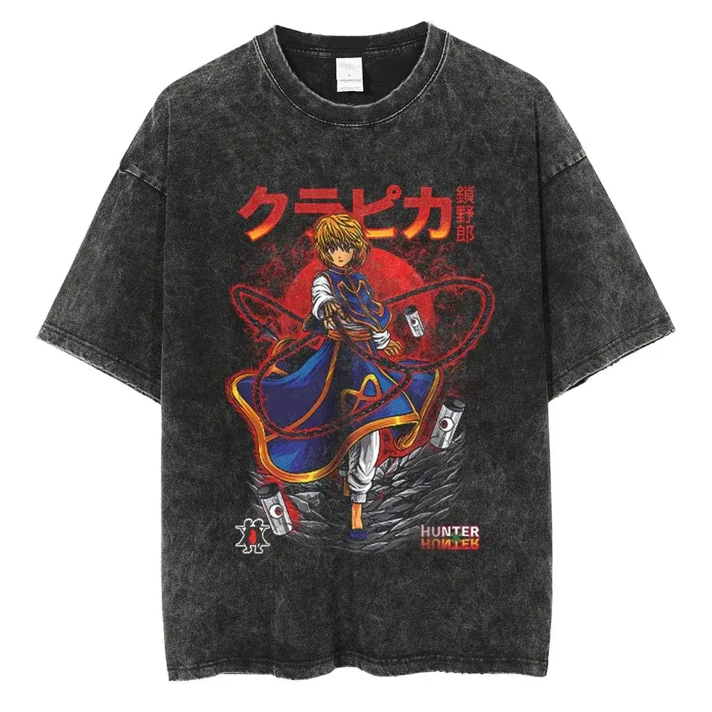 Hunter x Hunter Gon Freecss Print T-Shirt oversized Harajuku washed cotton anime tee men women