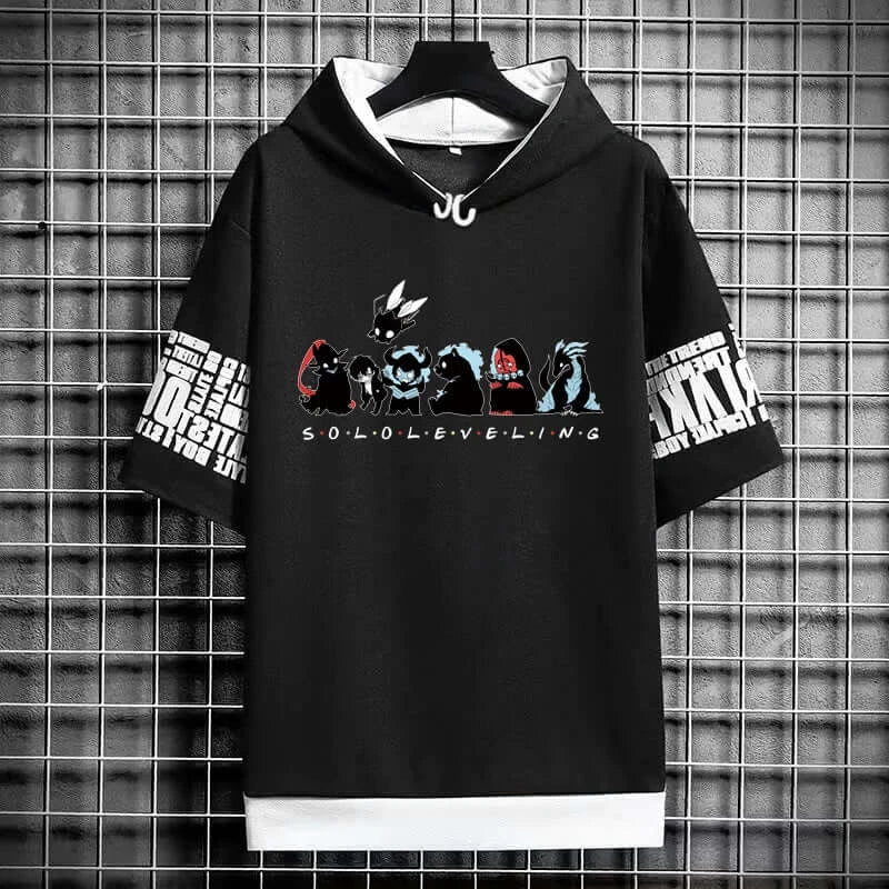 Solo Leveling Anime Graphic T-Shirt Korean Fashion black manga short sleeve men breathable