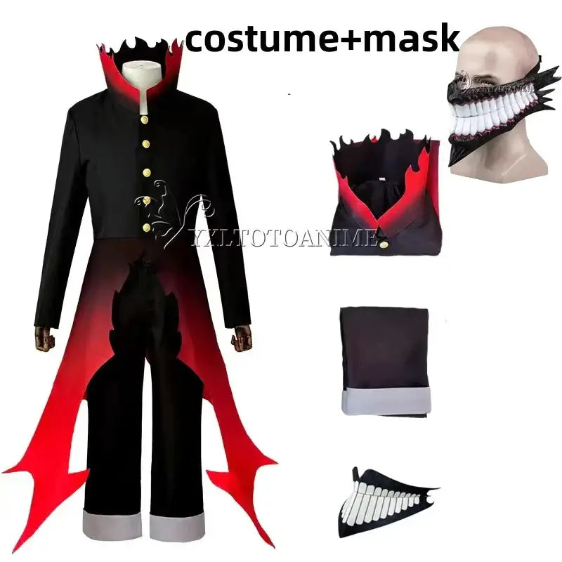 Dandadan Okarun Cosplay Costume Wig Suit Ken Takakura black collar uniform curly hair Halloween
