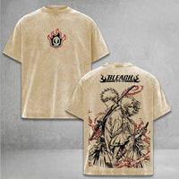 Ichigo Rukia Bleach Washed Oversized T-Shirt Cotton Tee