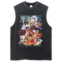 One Piece Vintage Washed Graphic Tank Top | Cotton Streetwear