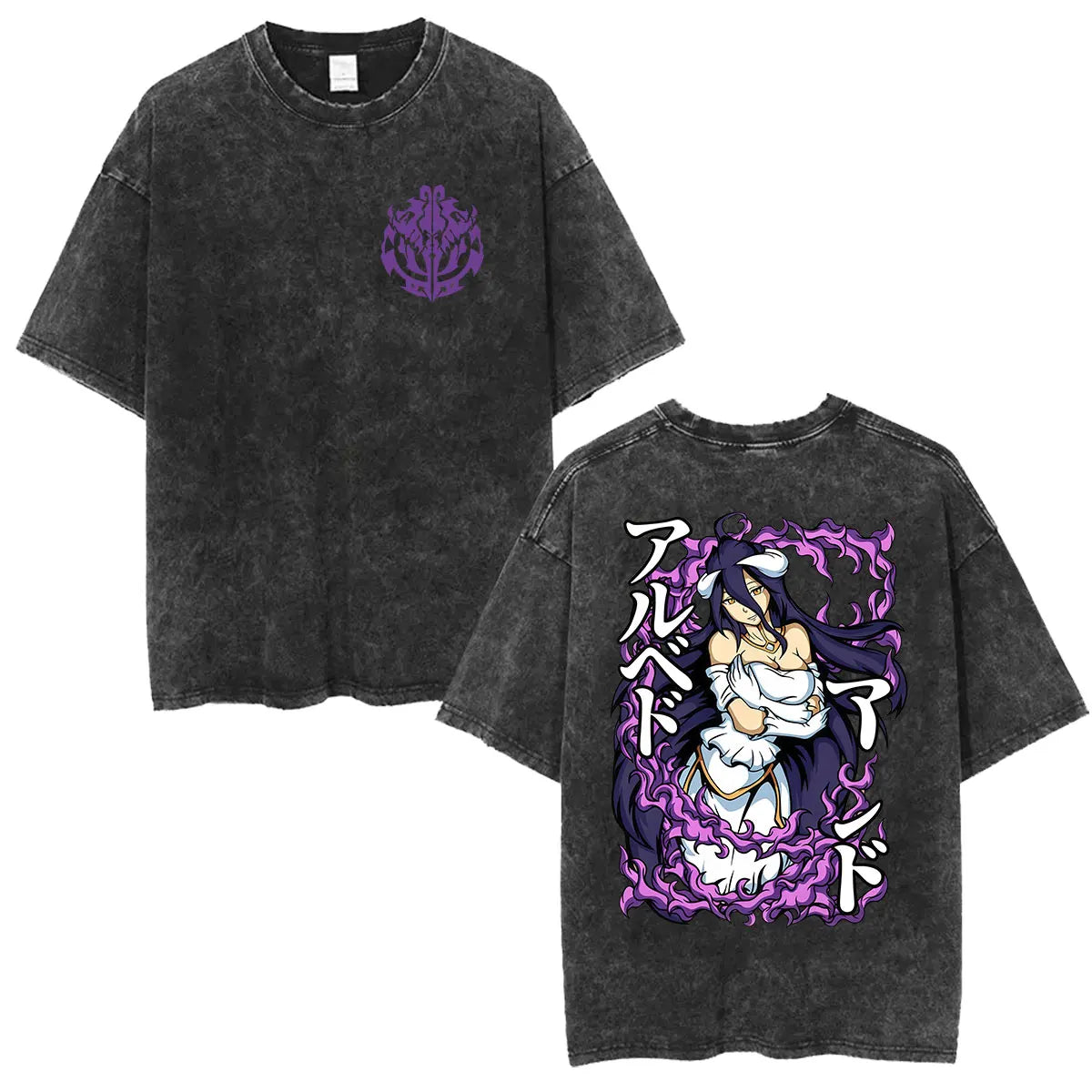 Albedo Overlord Vintage Washed T-Shirt Anime Graphic Tee