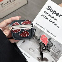 Naruto Akatsuki AirPods Case Shuriken Pendant hard plastic protective cover with Akatsuki cloud logo reflective anti-scratch fits AirPods 1 2 3 4 Pro Pro2