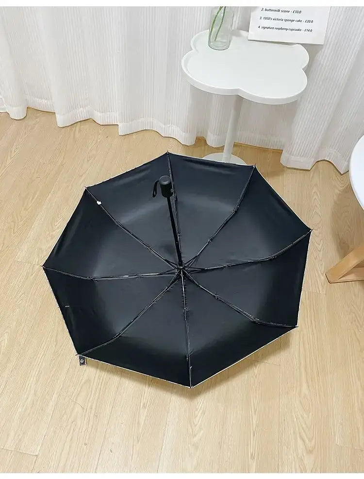 An automatic One Piece Nika Luffy Fold Umbrella with a three-fold design, featuring Gear 5 anime art and black glue sunscreen.