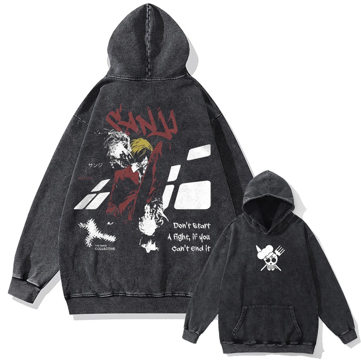 One Piece Vintage Washed Oversized Hoodie | Cotton Streetwear