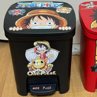 Luffy One Piece Trash Bin Foot Pedal large capacity plastic home bin with cute Monkey D Luffy cartoon design silent slow descent lid bedroom living room