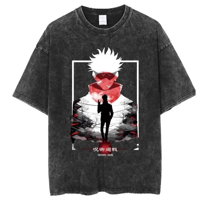 Jujutsu Kaisen Vintage Washed Cotton T-Shirt featuring bold graphic design and relaxed fit for anime fans.