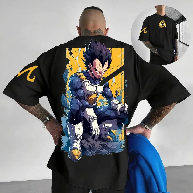 Dragon Ball Vegeta Harajuku Oversized Anime T-Shirt retro street unisex loose summer top 2025