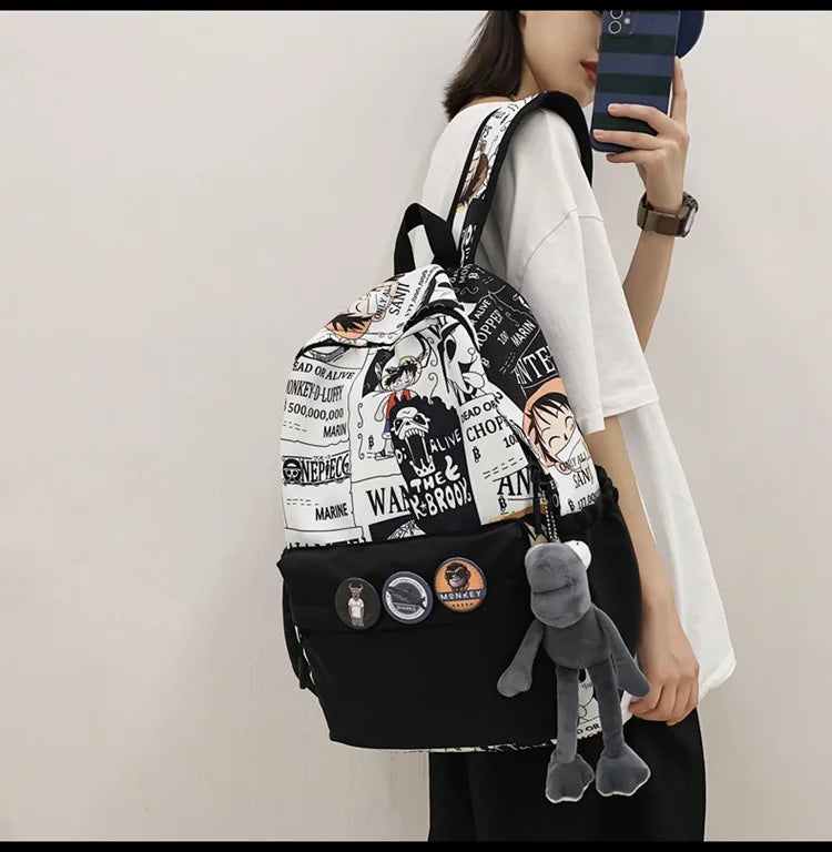 One Piece Luffy Anime Backpack school laptop travel bag men women bold print gift