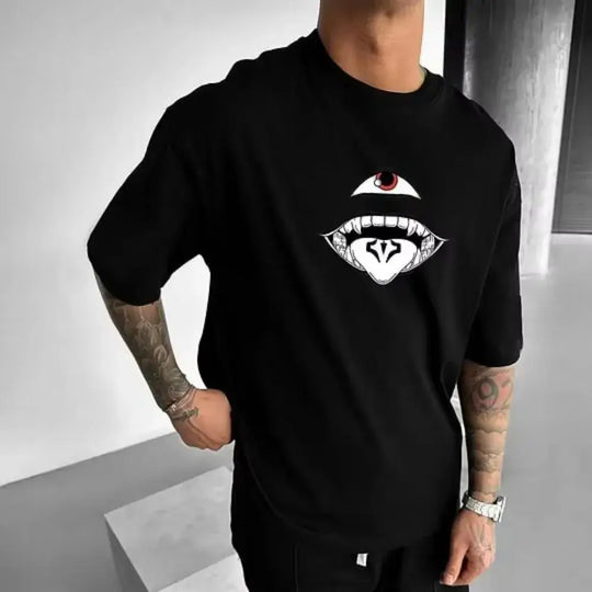 MINISO Jujutsu Kaisen Sukuna Graphic T-Shirt men's black anime villain print oversized streetwear fashion tee