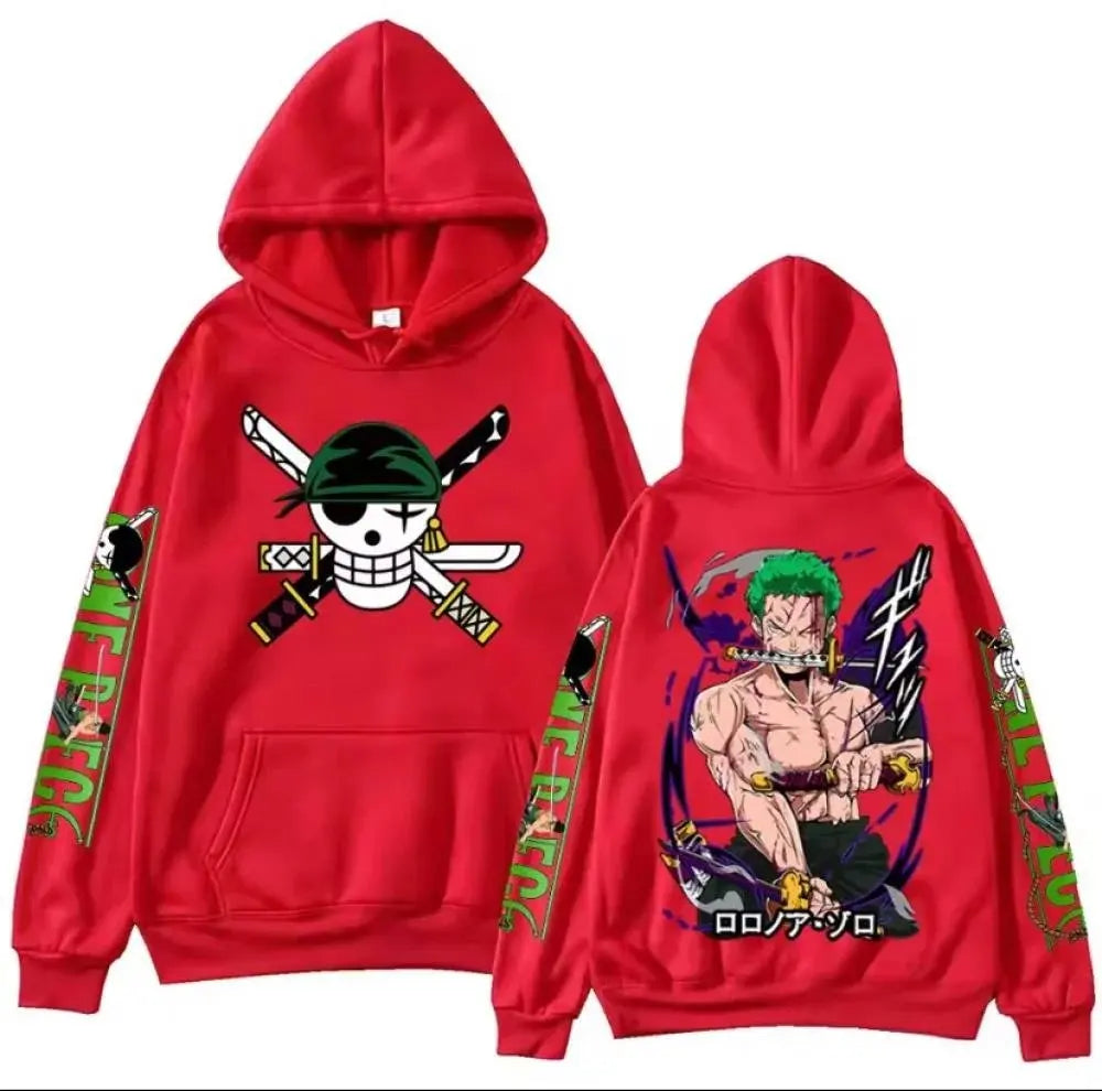 One Piece Zoro Anime Hoodie Sweatshirt cotton cartoon print Y2K streetwear pullover men women