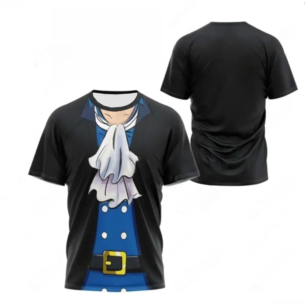Luffy Cosplay T-Shirt One Piece 3D Printed Kids back view full graphic print comic exhibition cosplay clothing