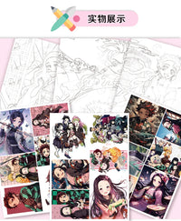 Demon Slayer Anime Colouring Book Children DIY hand-drawn line drawing graffiti creative gift