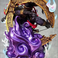 A detailed Roronoa Zoro Hell Form Figure made of PVC, showcasing the King of Hell three-sword style battle pose for anime collection.