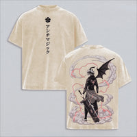 Asta Black Clover Vintage Washed Oversized T-Shirt with anime design, soft cotton, short sleeves, and unique graphic.