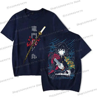 A unisex Tanjiro Kamado T-shirt featuring vibrant Demon Slayer anime graphics, styled as fashion streetwear for men and women.
