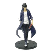 A highly detailed Sung Jin Woo Figure, showcasing the Solo Leveling Shadow Monarch in a dynamic anime action pose for desktop decoration.