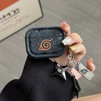 Naruto Akatsuki AirPods Case Shuriken Pendant hard plastic protective cover with Akatsuki cloud logo reflective anti-scratch fits AirPods 1 2 3 4 Pro Pro2