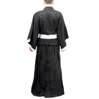 A complete Bleach Kuchiki Rukia Cosplay costume featuring the black Shinigami Shihakusho kimono and white sash, perfect for Thousand-Year Blood War reenactments.
