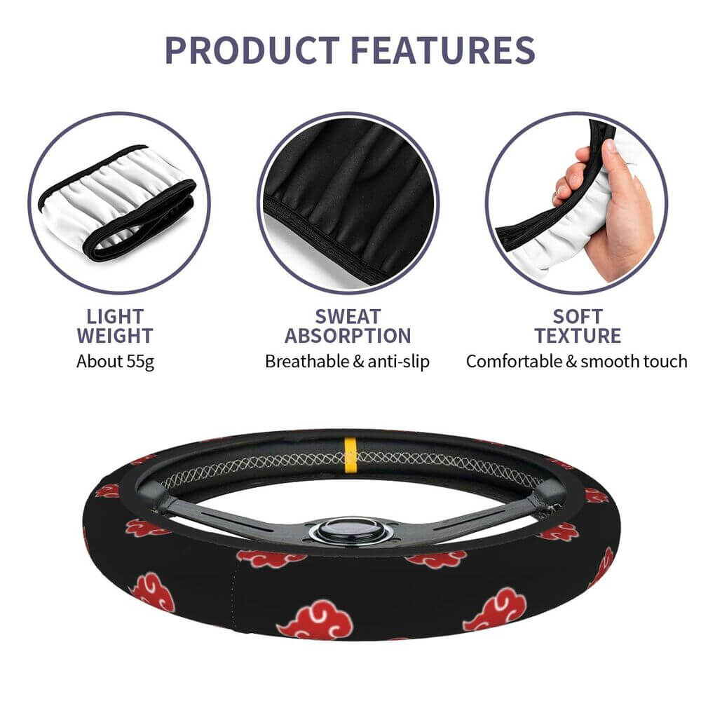 Naruto Akatsuki Anime Steering Wheel Cover 38cm elastic Neji Konoha braid car accessory
