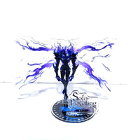 A high-definition 15cm Solo Leveling Acrylic Stand featuring Sung Jinwoo, Sung Jin Ah, and Yoo Jin Ho anime action figures for desk decoration.