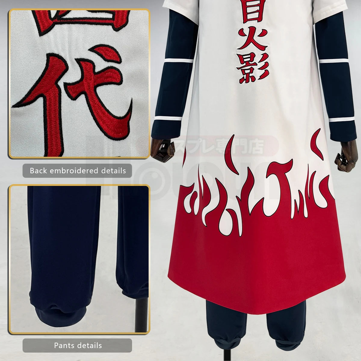 Namikaze Minato Cosplay Costume featuring full set with cloak and detailed design, perfect for fans and conventions.