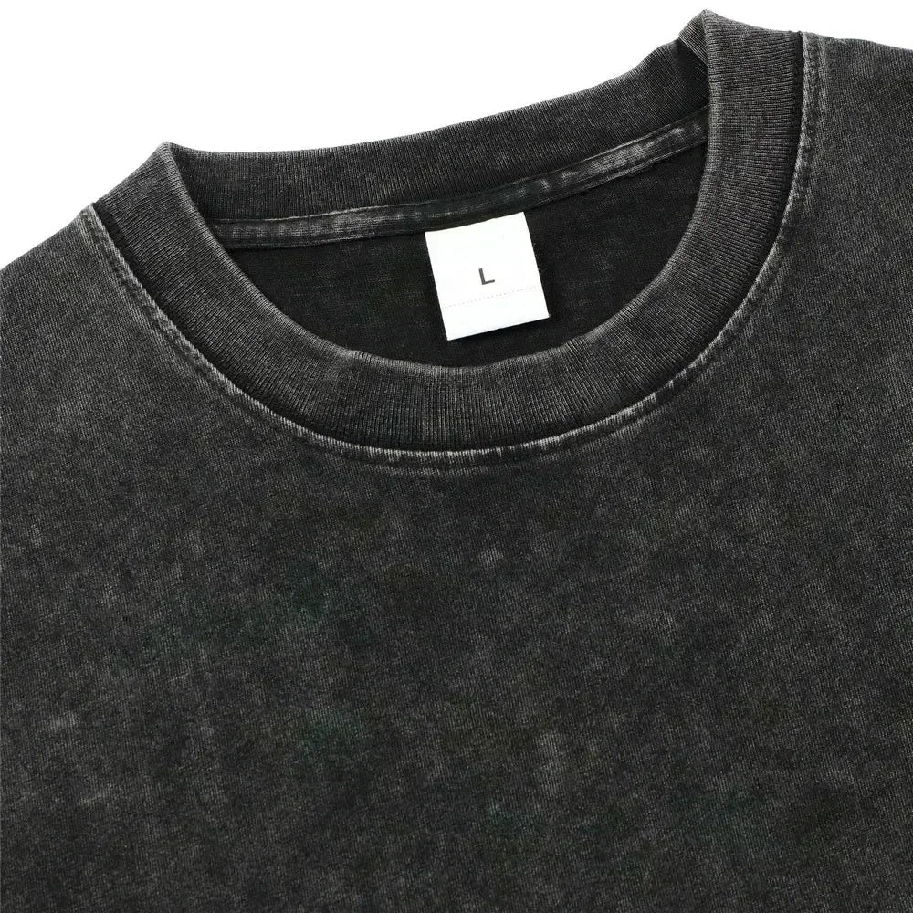 Close-up of Bleach T-Shirt Vintage Washed Anime Streetwear showing oversized collar and size label L.