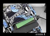 A high-capacity One Piece Luffy Backpack featuring a vibrant graffiti print of Monkey D. Luffy, designed as a durable school bag for middle and high students.