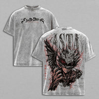 Asta Black Clover Vintage Y2K Washed Oversized T-Shirt featuring anime art design on a soft cotton fabric.
