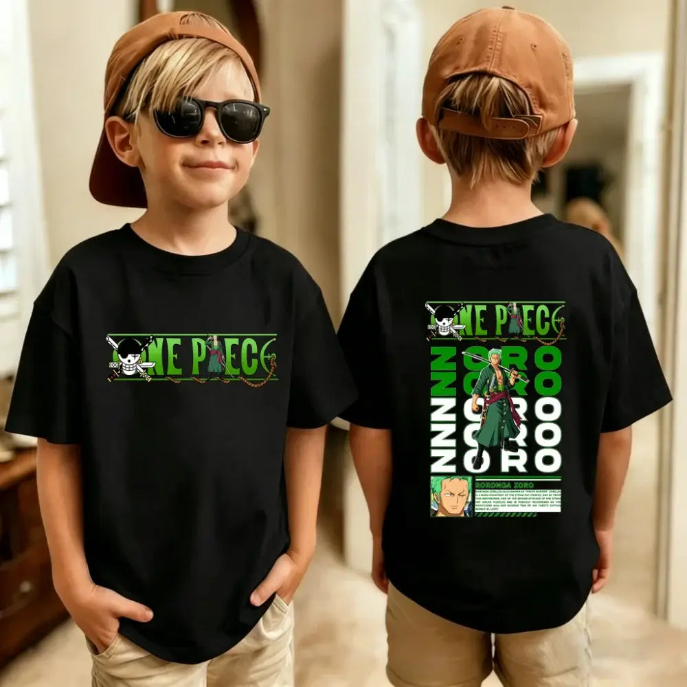 One Piece Kids T-Shirt Anime Luffy Zoro Chopper short sleeve cotton summer tee boys girls ages 7-13