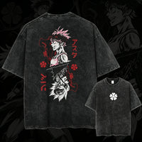 Asta Black Clover Washed Cotton T-Shirt Oversized Anime Tee