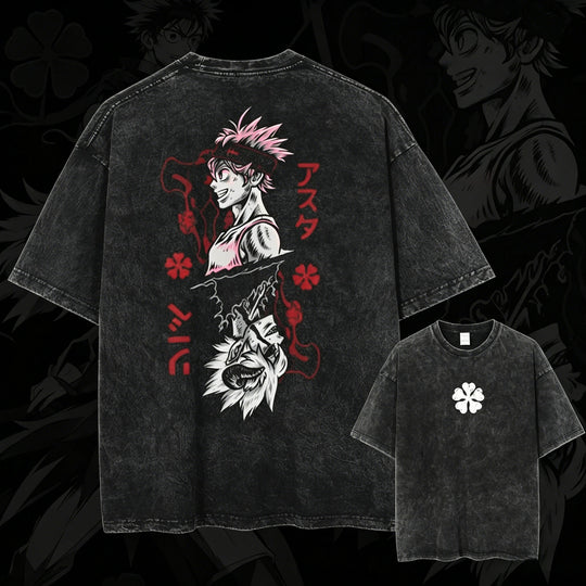 Asta Black Clover Washed Cotton T-Shirt Oversized Anime Tee