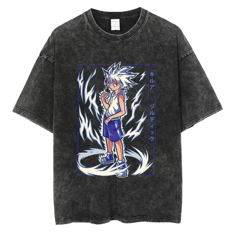 Hunter x Hunter Gon Freecss Print T-Shirt oversized Harajuku washed cotton anime tee men women