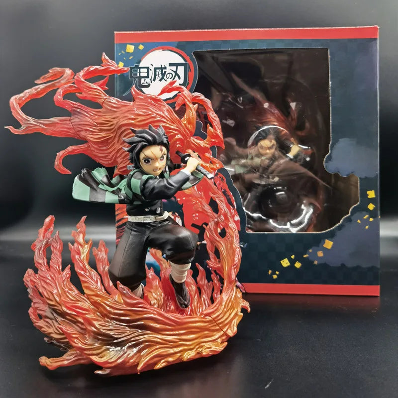 Tanjiro Hinokami Kagura Anime Figure full view 21CM Demon Slayer desktop decoration toy gift