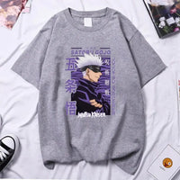 A high-quality Anime Gojo Satoru T-shirt in a summer Y2k style for men and women.