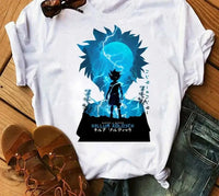 A woman wearing the casual vintage Japanese Anime Hunter X Hunter Graphic T Shirt.