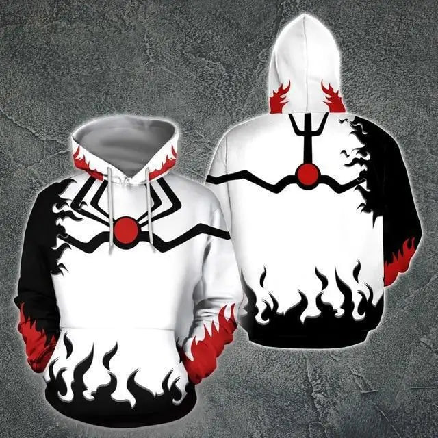 Close-up of Bleach Anime 3D Print Cosplay Hoodie 3D print detail fabric quality Harajuku