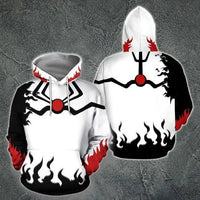 Close-up of Bleach Anime 3D Print Cosplay Hoodie 3D print detail fabric quality Harajuku