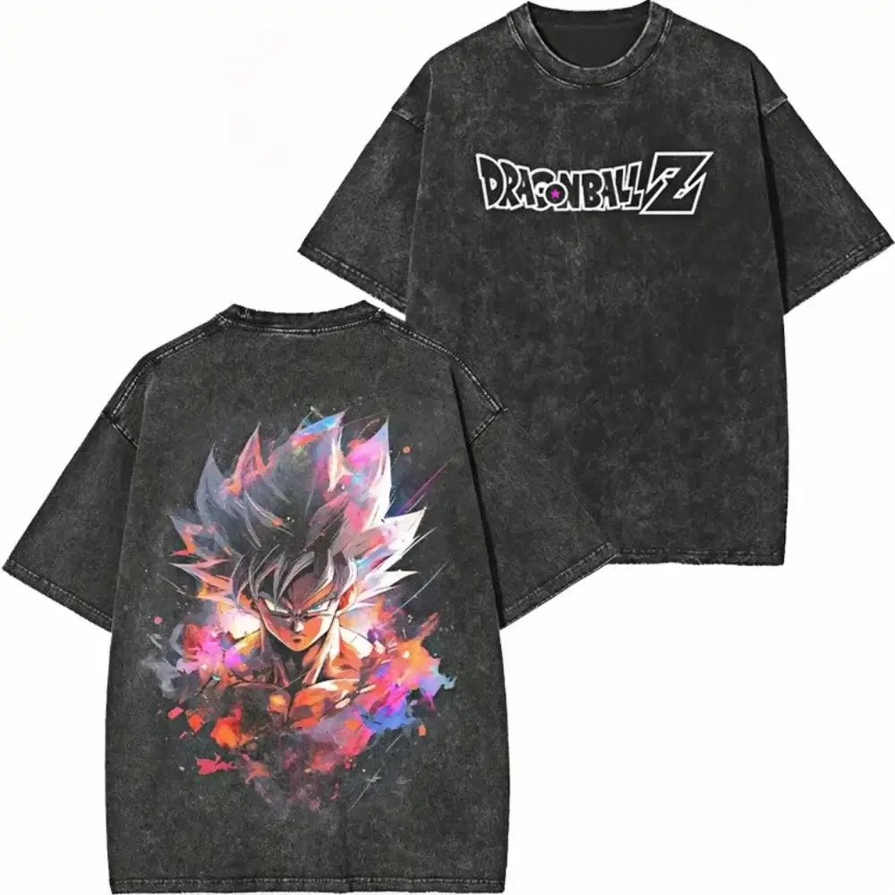 Dragon Ball Goku Majin Buu Washed Graphic T-Shirt Y2K unisex streetwear summer short sleeve